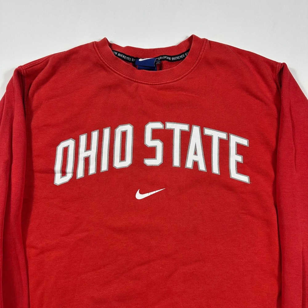Ohio State Buckeyes Nike Sweatshirt Mens Medium VTG Red Center Swoosh Blue Tag